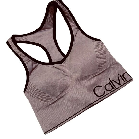 Calvin Klein Womens Size XS Mauve Racerback Wireless Sports Bra NWT - Picture 3 of 5